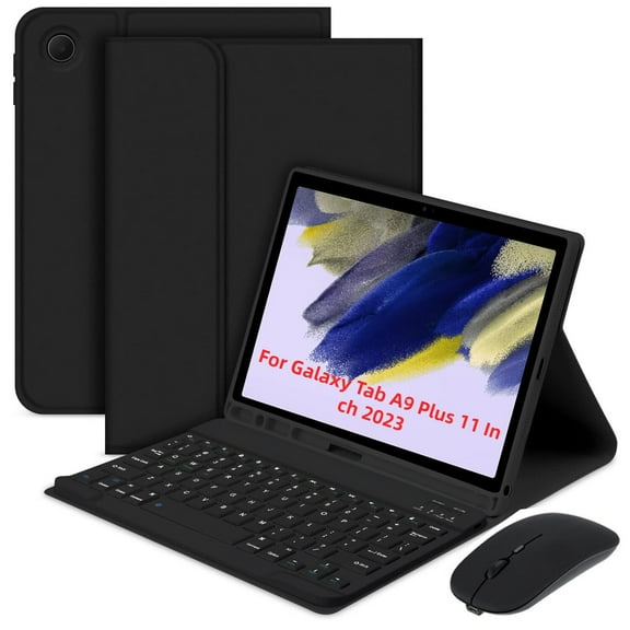 Detachable tablet case, lightweight, portable, and stable support with BT keyboard/pen slot, suitable for Samsung Galaxy Tab A9 / A9 Plus