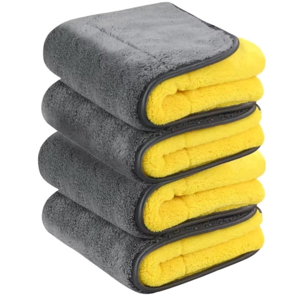 Detachi Dual Sided Microfiber Cloth 1000 Gsm | Thick Lint & Streak-Free Multipurpose Cloths | Absorbent Extra Thick Plush Towel For Cleaning, Washing & Drying - Dual (4 Pcs)