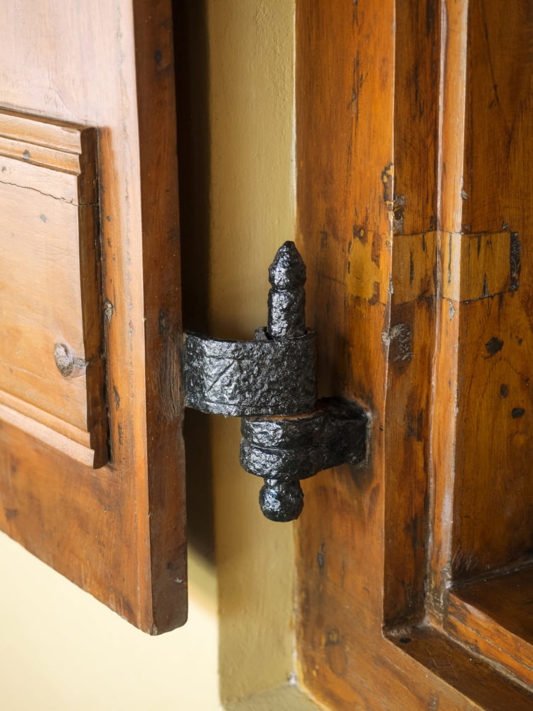 Detail of 17th c metal hardware still holding original shutters of the Old Colombo Dutch Hospital Colombo Fort Colombo Central Province Sri Lanka Canvas Art - Panoramic Images (12 x 16)