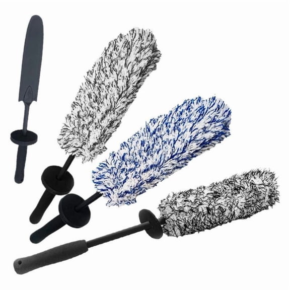 Detail Daddy Wheel Brush, Long Handle Microfiber Wheel Barrel Brush, Ergonomic Non-Scratch Wheel Barrel Brush for Car Rims Tires Motorcycle Detailing