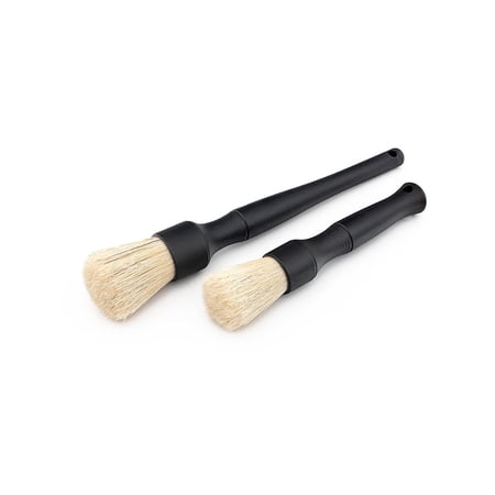 Detail Factory - Boar Hair Detailing Brush - Short-Handle + Long-Handle Combo Kit - Black