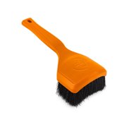 Detail Factory Motorcycle Curved Tire Brush   Ergonomic Grip & Stiff Bristles for Deep Tire Cleaning   Curved Head for Motorcycles, ATVs & Bicycles   Solar Flare
