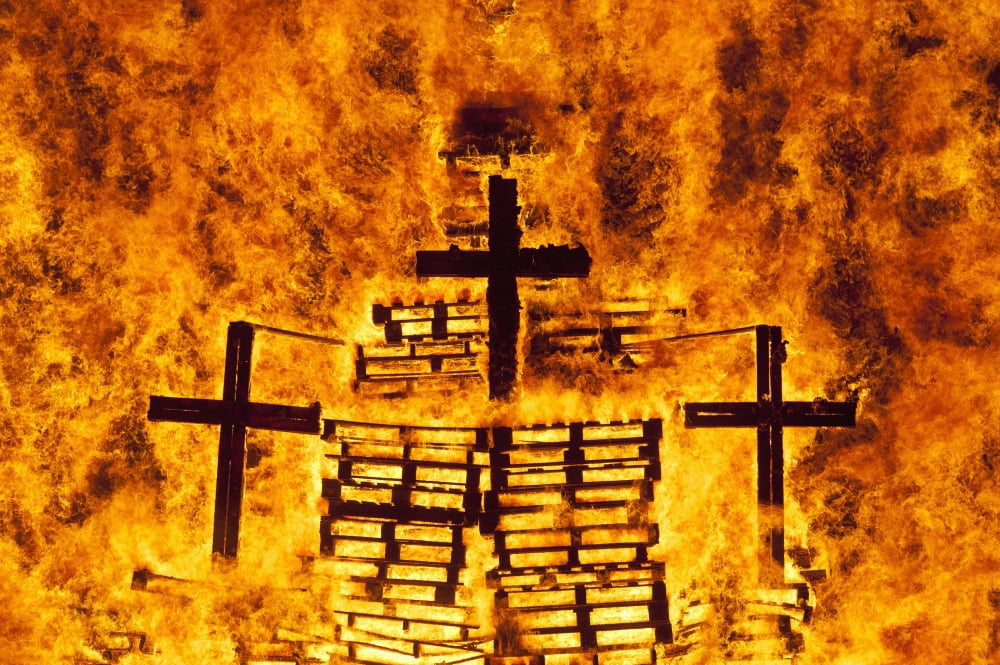 Detail Of Crosses On Large Bonfire On Beach Hastings Bonfire Night East Sussex Uk Canvas Art - Ian Cumming Design Pics (34 x 22)