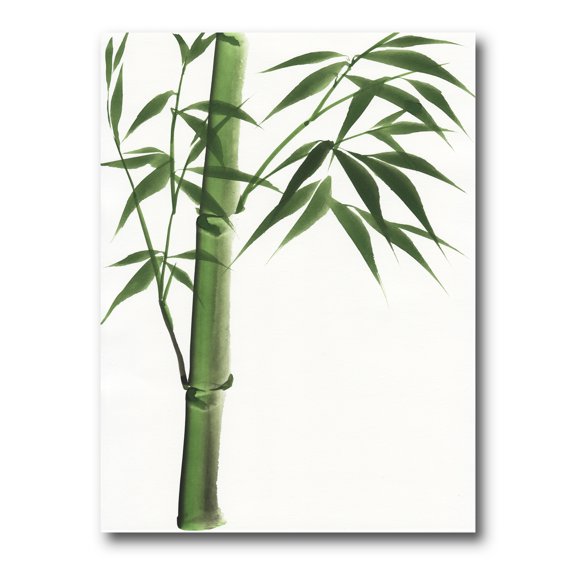 Detail Of Dark Green Bamboo On White III 12 in x 8 in Painting Canvas Art Print, by Designart
