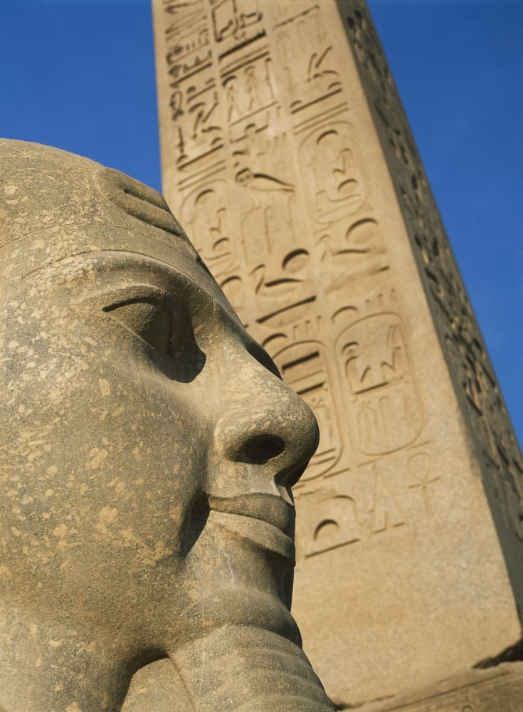 Detail Of Head Of Pharaoh In Front Of Obelisk Canvas Art - Ian Cumming Design Pics (26 x 36)