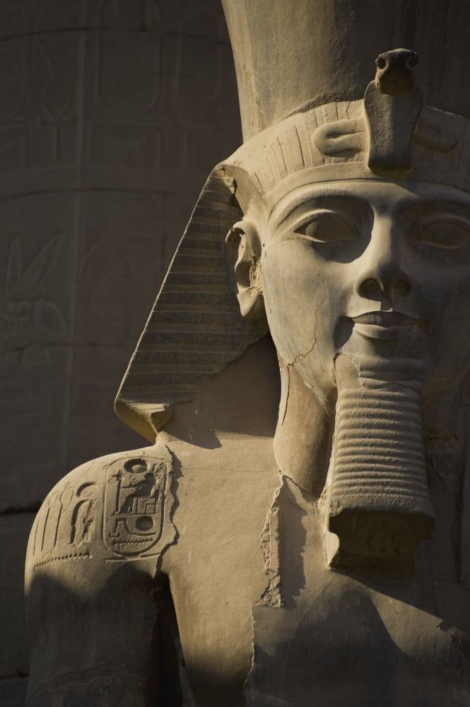 Detail Of Head Of Pharaoh Statue Canvas Art - Ian Cumming Design Pics (11 x 17)