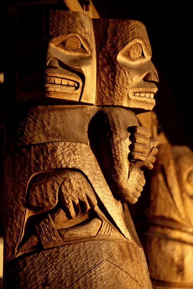 Detail Of Indian Totem Poles Sitka Southeast Alaska Canvas Art - Ernest Manewal Design Pics (22 x 34)