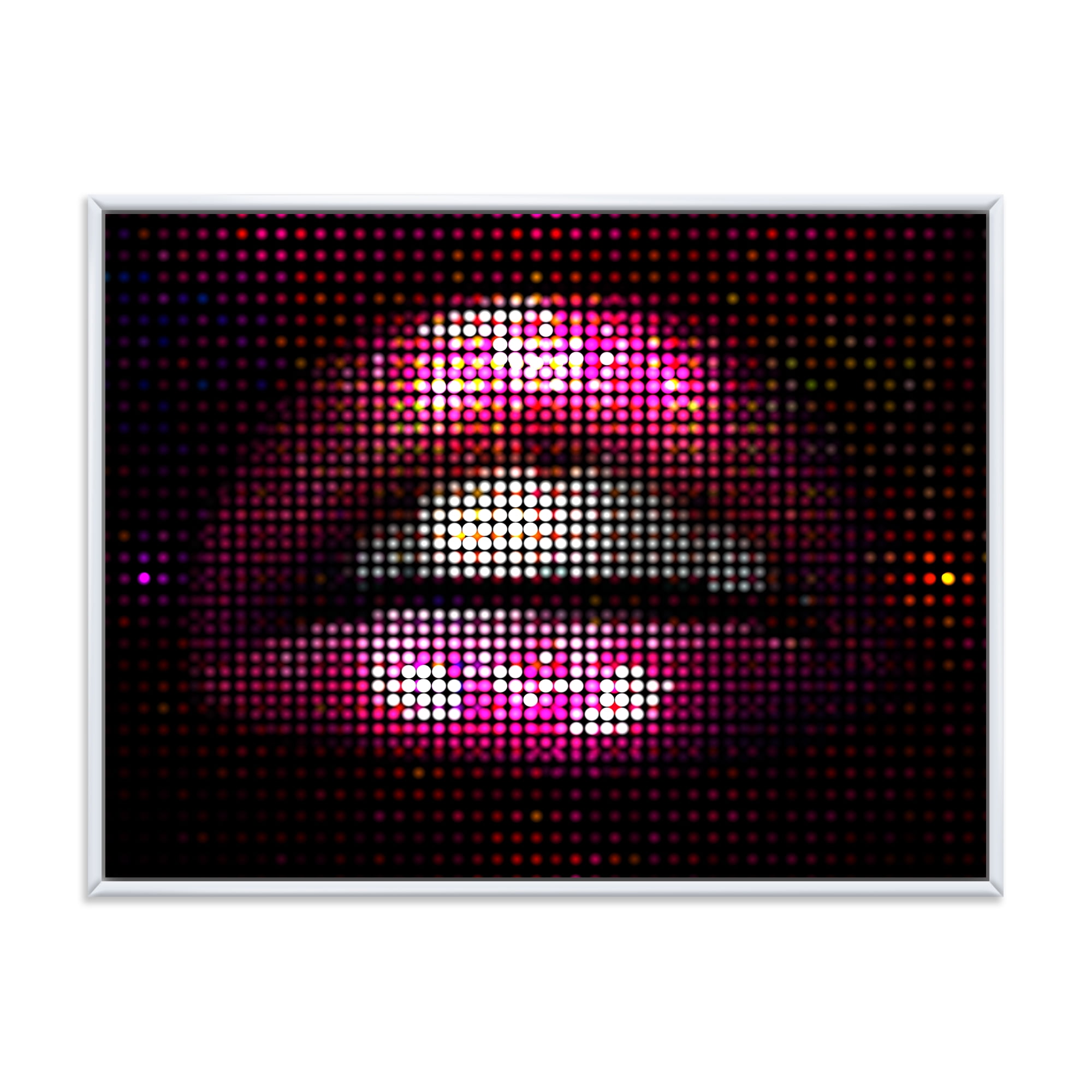 Detail Of Pixellated Pink Woman Lips 32 in x 16 in Framed Photography Canvas Art Print, by Designart