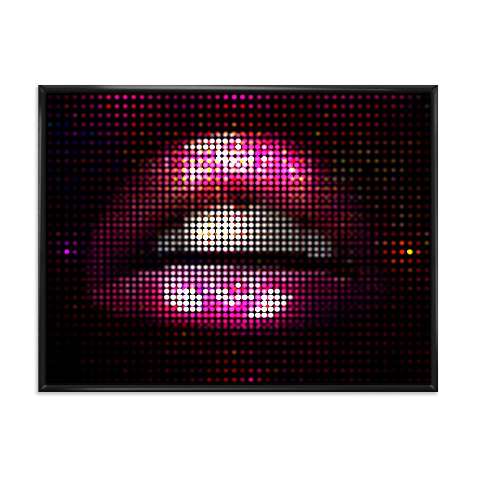 Detail Of Pixellated Pink Woman Lips 40 in x 30 in Framed Painting Canvas Art Print, by Designart