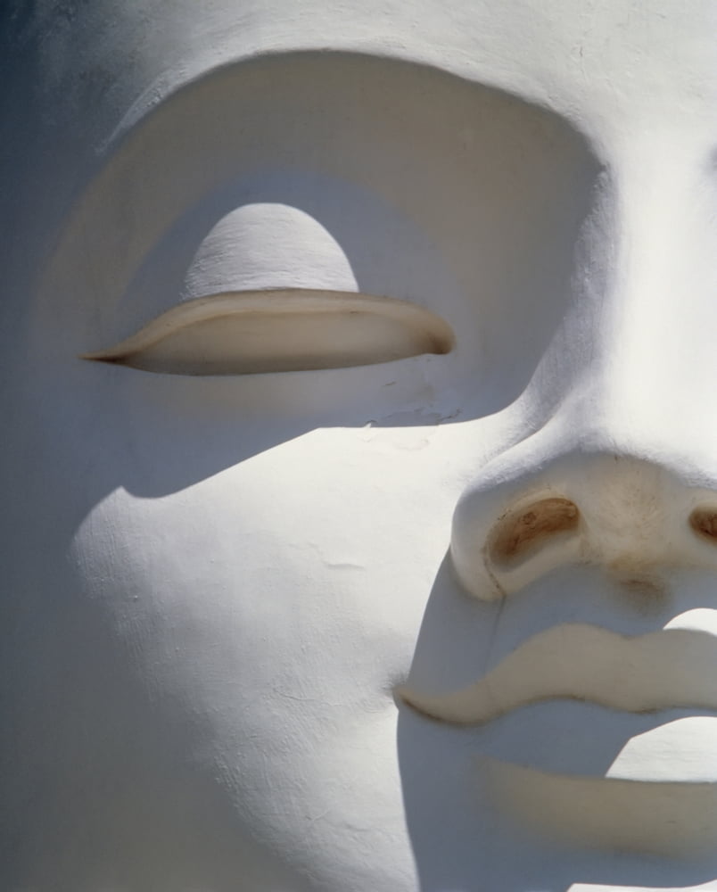 Detail Of The Face Of A White Buddha Canvas Art - Ian Cumming Design Pics (13 x 17)