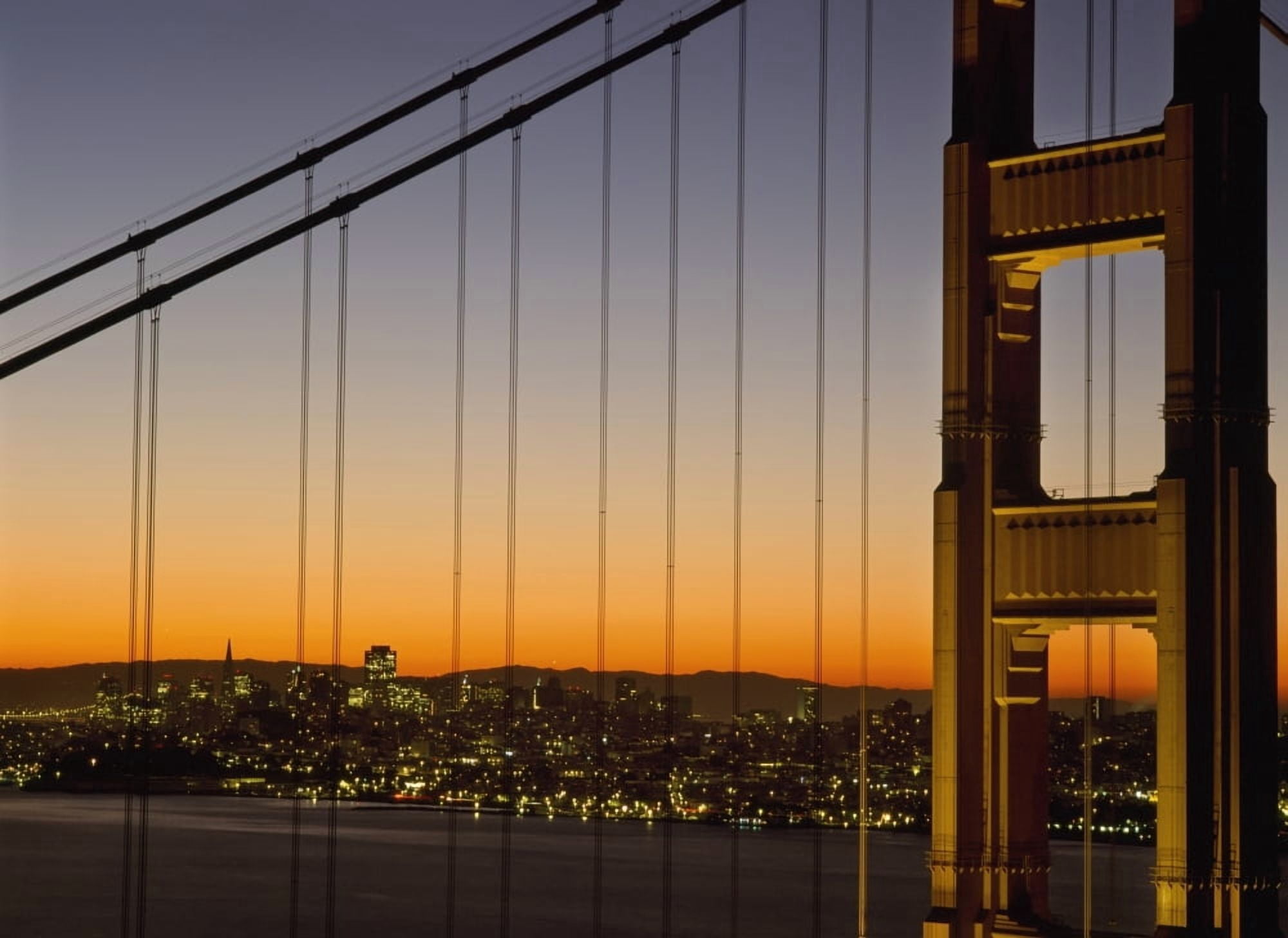 Detail Of The Golden Gate Bridge At Dawn With San Francisco Behind Canvas Art - Ian Cumming Design Pics (36 x 26)
