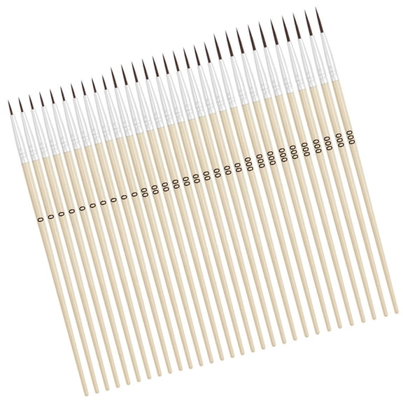 Detail Paint Brush Set 30Pcs Wood Handle Miniature Brush for Fine Detailing and Acrylic Watercolor Oil Face Painting