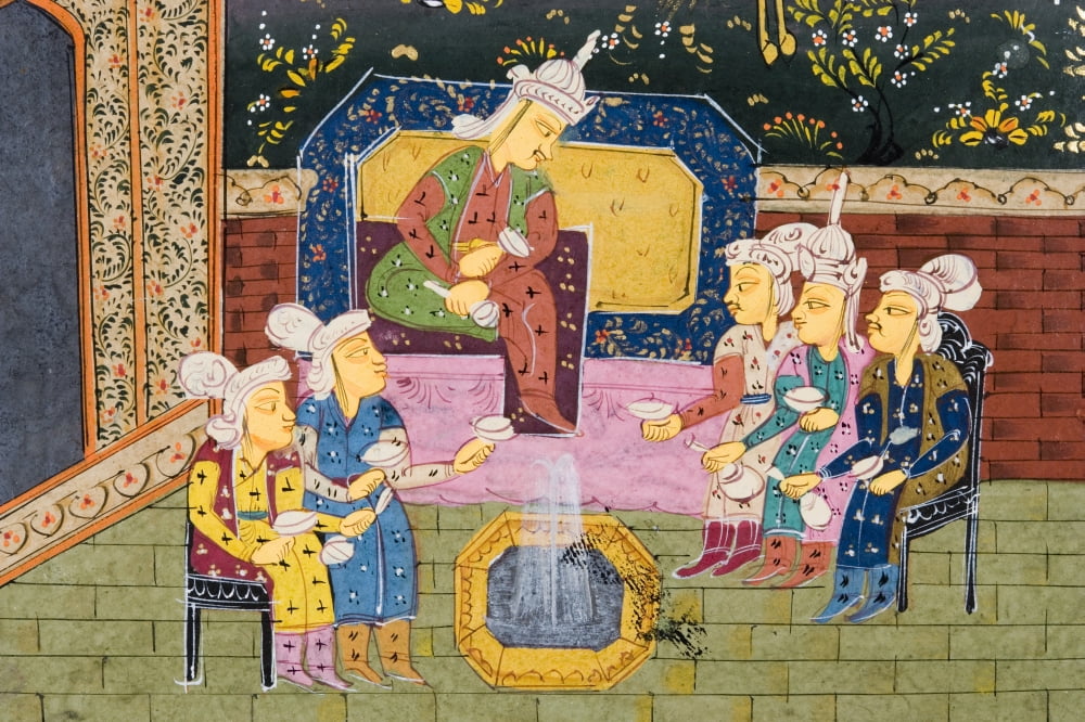 Detail From Painting From 17Th Century Persian Manuscript Hunters And Favourites Drinking With Noble Or King Canvas Art - Ken Welsh  Design Pics (36 x 24)