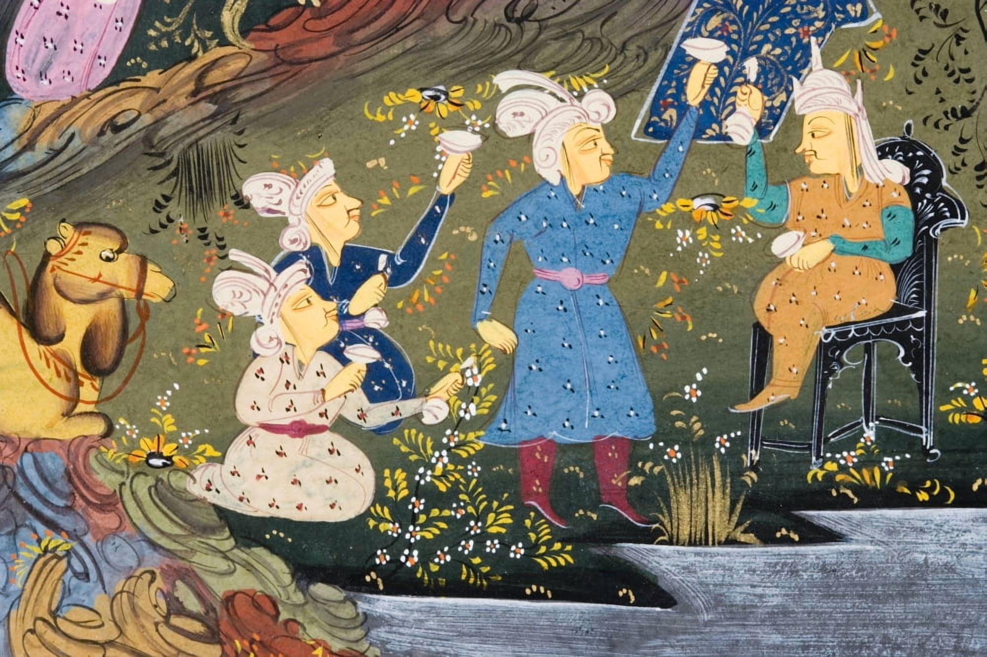 Detail From Painting From 17Th Century Persian Manuscript Hunters And Favourites Drinking With Noble Or King Outdoors By Shore Of Lake Or River Canvas Art - Ken Welsh Design Pics (36 x 24)