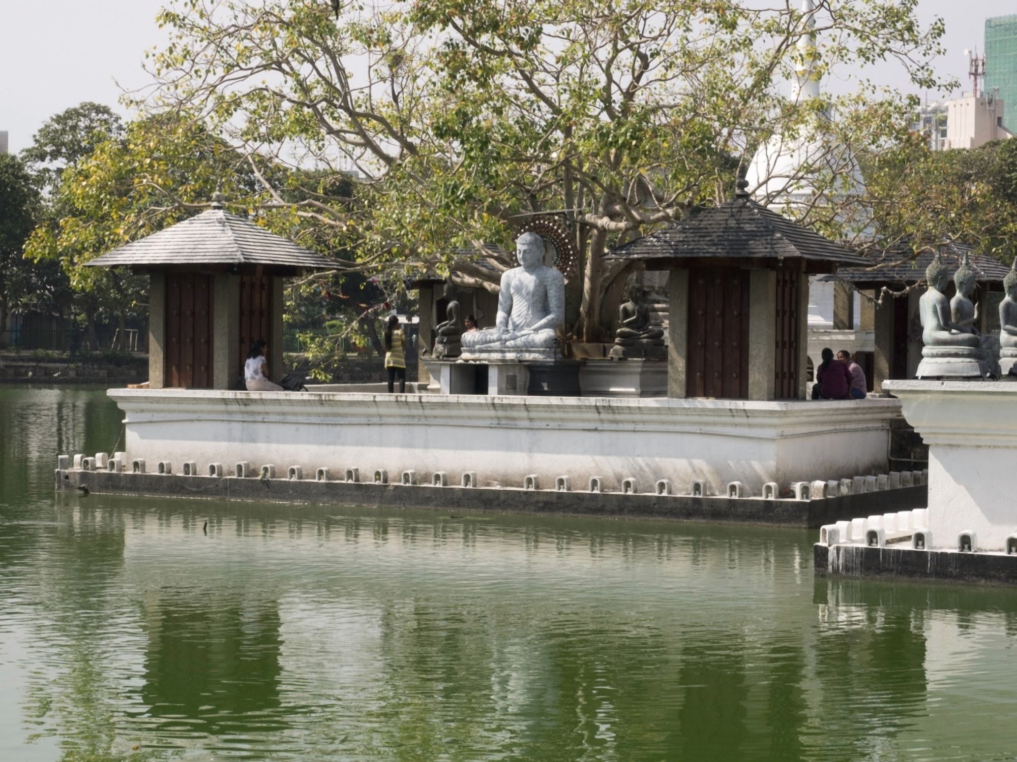 Detail of Seema Malaka designed by Geoffrey Bawa at Beira Lake built 1776-78 central Colombo Central Province Sri Lanka Canvas Art - Panoramic Images (12 x 16)