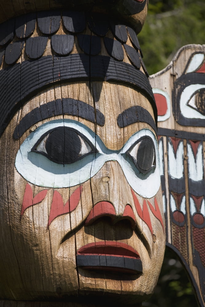 Detail of a figure carved into a Totem Pole Totem Bight State Historical Park Ketchikan Southeast Alaska USA Spring Canvas Art - Kevin Smith Design Pics (12 x 19)