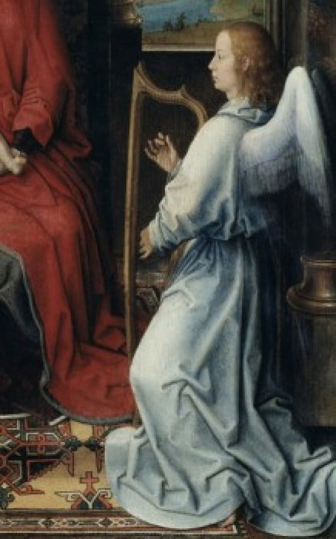 Detail form Madonna and Child with Two Angels by Hans Memling oil on wood (Circa 1433-1494) Italy Florence Galleria degli Uffizi Canvas Art - Hans Memling (24 x 36)