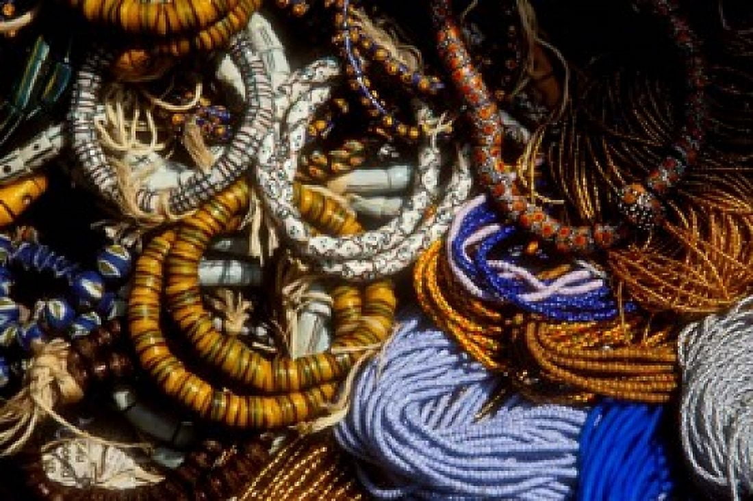Detail of Beads for Jewelry Making Makola Market Accra Ghana Canvas Art - Alison Jones DanitaDelimont (36 x 24)