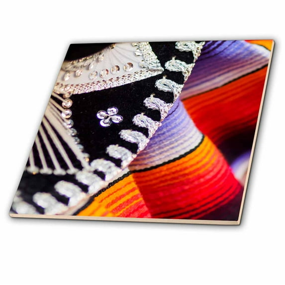 3dRose, Detail of Mexican sombrero hat, 12 Inch Ceramic Tile