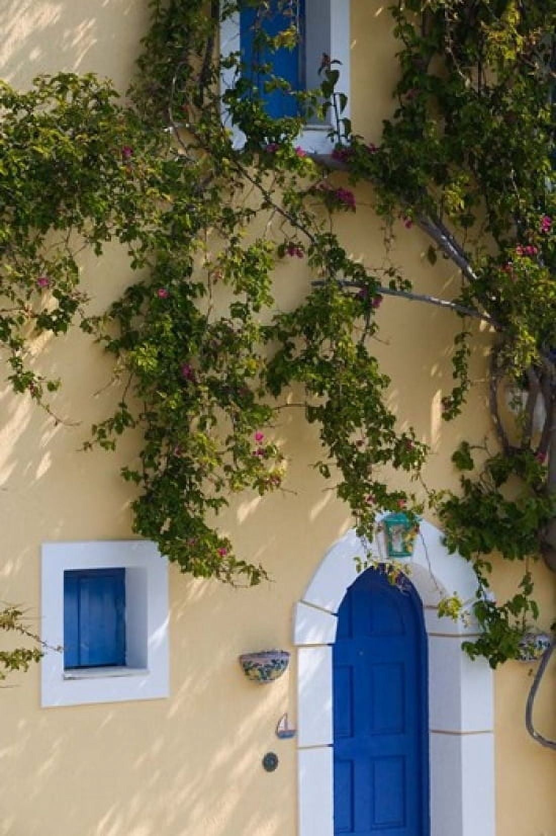 Detail of Pastel Colored Condo Assos Kefalonia Ionian Islands Greece Canvas Art - Walter Bibikow DanitaDelimont (24 x 36)
