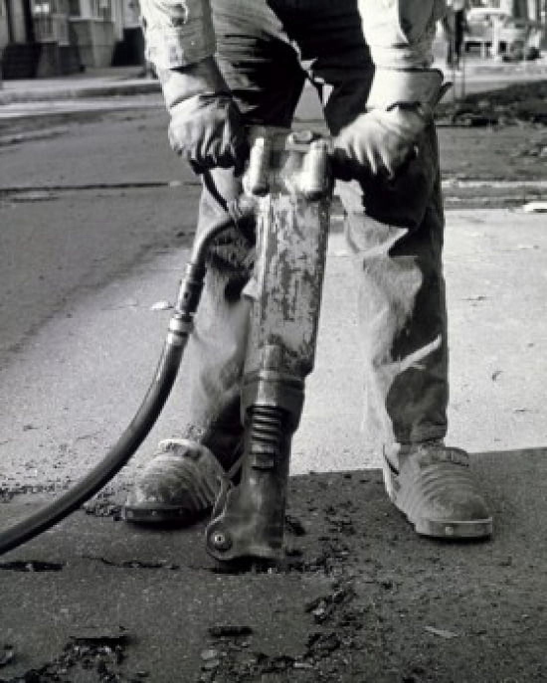 Detail of a worker using a jackhammer Canvas Art - (24 x 36)