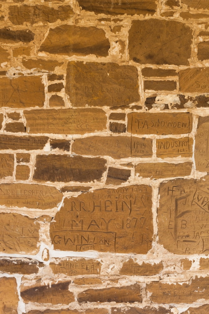 Detail of graffiti wall Fort Larned National Historic Site Larned Pawnee County Kansas USA Canvas Art - Panoramic Images (24 x 36)