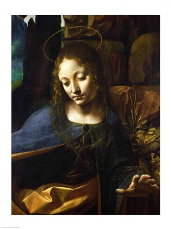 Detail of the Head of the Virgin from The Virgin of the Rocks Canvas Art - Leonardo Da Vinci (18 x 24)