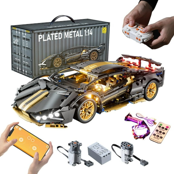 Detailed 1:14 Racing Car Building Toy with Metallic Finish, Luxury Sports Car Construction Set for Home and Office Display, Durable ABS Model Kit, Ideal Gift for Car Enthusiasts and Engineers
