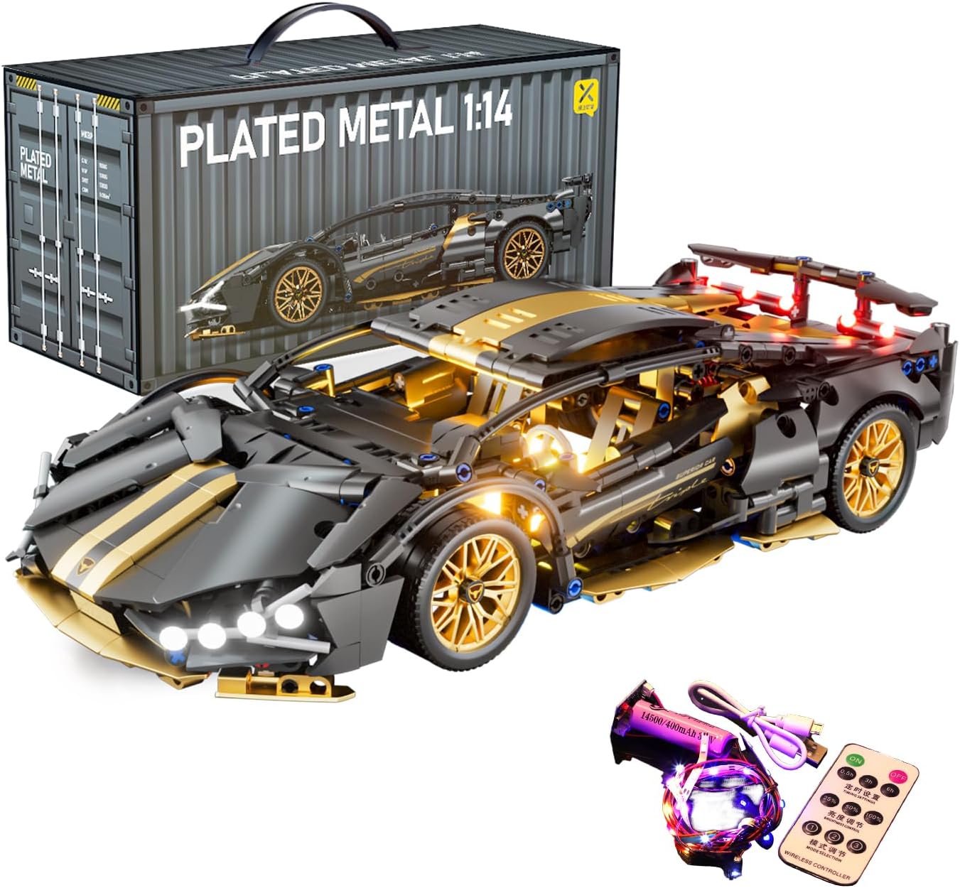 Detailed 1:14 Racing Car Building Toy with Metallic Finish, Luxury ...