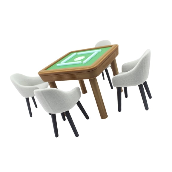 Detailed 3D Print Miniature Mahjong Table With Chair Model Figurine 1/12 Doll House Furniture Scene Arrangement Props