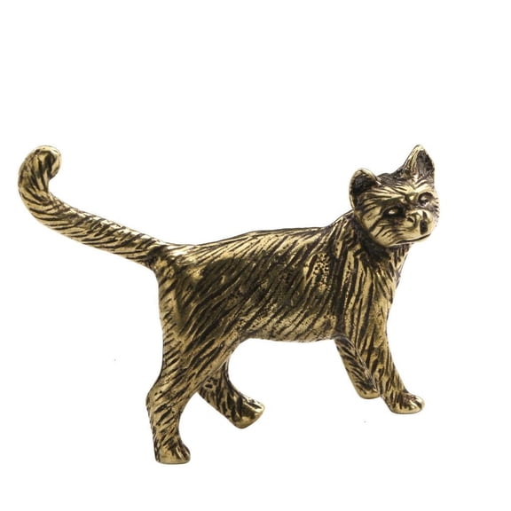 Detailed Brass Kitten Figurine Vintage Antique Cats Miniature Statue Contemporary Homes Office Art Piece Ornament Gift