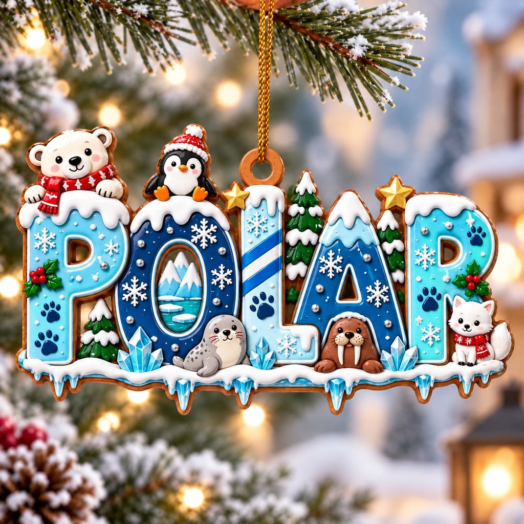 Detailed Christmas Ornament With Polar Animal Winter Scene - Walmart.com