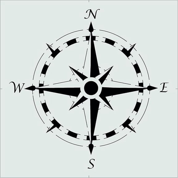 Detailed Compass Stencil - Reusable Mylar DIY Painting Template, 9x9 in