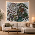 thumbnail image 1 of Detailed Dragon Outlining with Sinuous Body Coils, Serene Japanese Inspired for Japanese Art Lovers, Wall Decor, Mother'S Day Gift, Tapestry Wall Hanging for Dorm and Living Room, 1 of 7