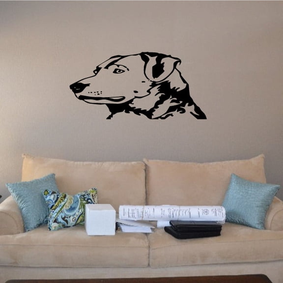 Detailed Fluffy Dog Head Decal - 36 Inches