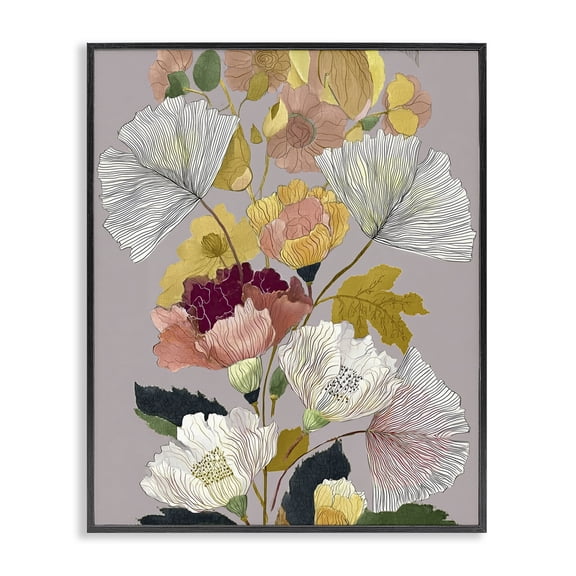 Detailed Foliage Leaves Black Framed Giclee Art, design by Annabelle Hall