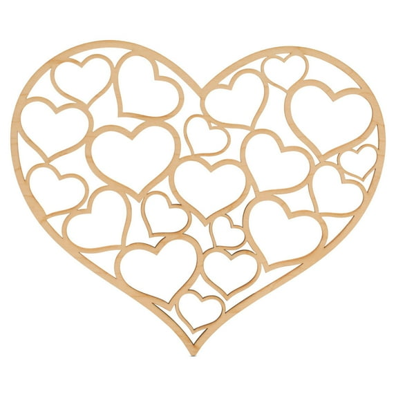 Detailed Heart Wood Cutouts 4-inch, 1/4 inch Thick, Pack of 10 Small Wooden Hearts for Crafts & Valentines Decor, by Woodpeckers
