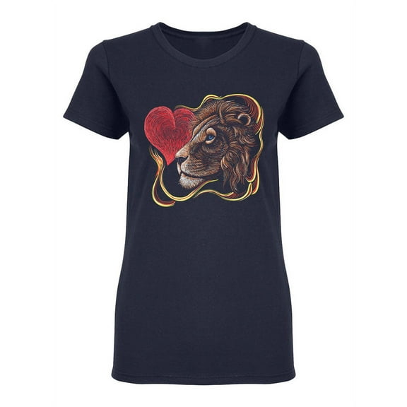 Detailed Lion With Heart Shaped T-Shirt Women -Image by Shutterstock, Female x-Large