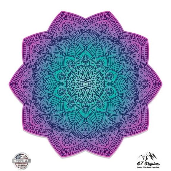 Detailed Mandala Beautiful Flower Design - 12" Vinyl Sticker Waterproof Decal
