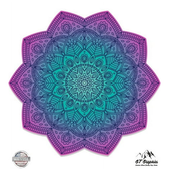 Detailed Mandala Beautiful Flower Design - 3" Vinyl Sticker - For Car Laptop I-Pad Phone Helmet Hard Hat - Waterproof Decal