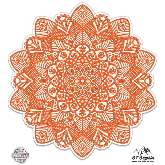 Detailed Mandala Beautiful Flower Design - 3" Vinyl Sticker - For Car Laptop I-Pad Phone Helmet Hard Hat - Waterproof Decal