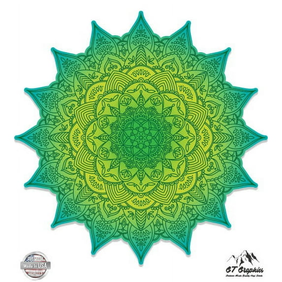 Detailed Mandala Beautiful Flower Design - 3" Vinyl Sticker - For Car Laptop I-Pad Phone Helmet Hard Hat - Waterproof Decal