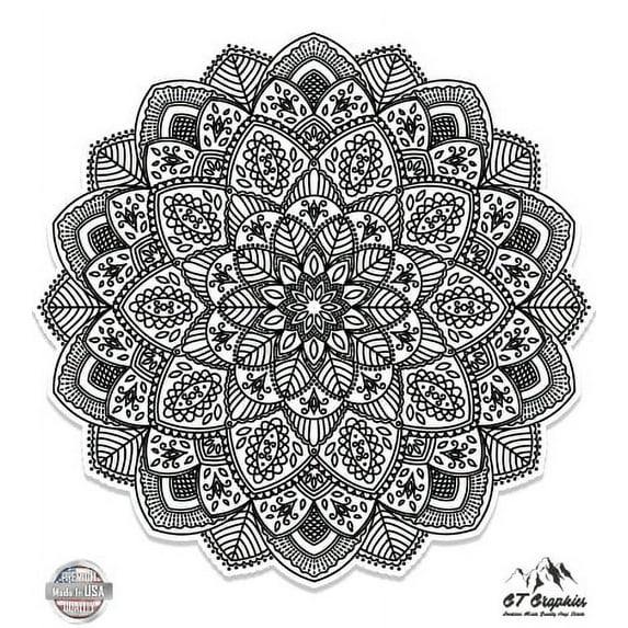 Detailed Mandala Beautiful Flower Design - 5" Vinyl Sticker - For Car Laptop I-Pad - Waterproof Decal