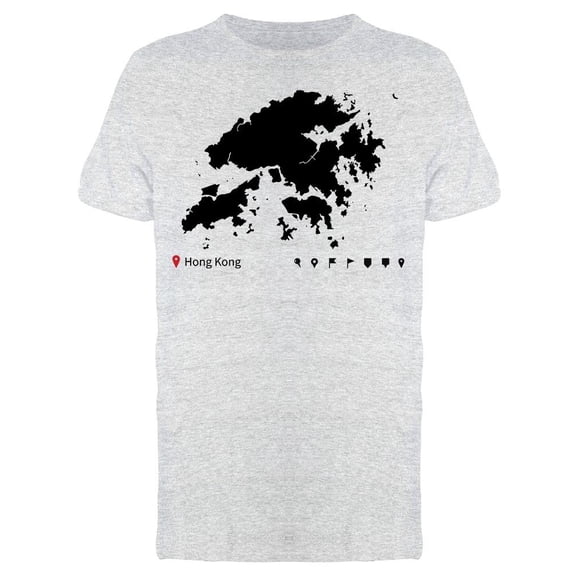 Detailed  Map Hong Kong T-Shirt Men -Image by Shutterstock, Male XX-Large