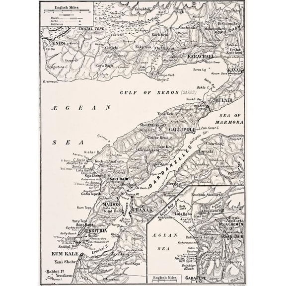 Detailed Map Of Gallipoli Peninsula And The Dardanelles Turkey In 1915 Showing British And Allied Landing Beaches From T