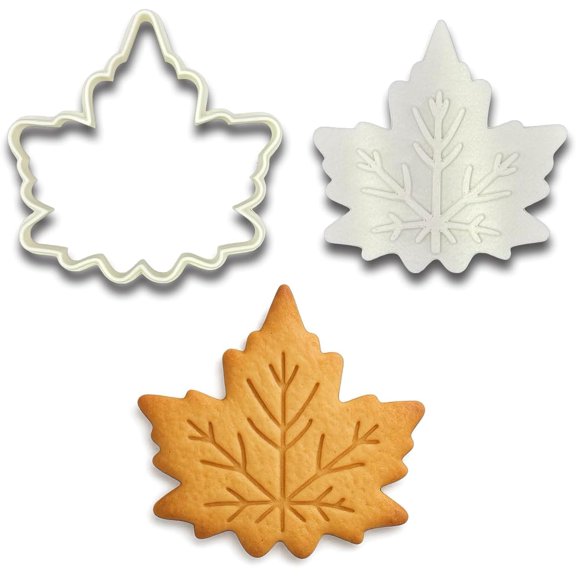 Detailed Maple Leaf Cookie Cutter & Stamp Set - 4x4 Inches, Perfect for Fall and Autumn-Themed Baking