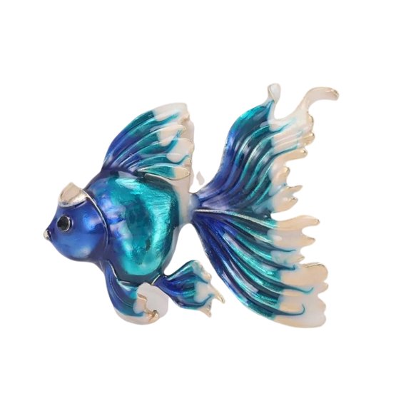 Detailed Metal Fish Ornament Goldfish Brooch And Pendant Trendy Wearable Art