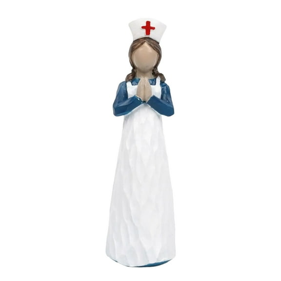 Detailed Nurse Sculpture With Holding Lamp Heart Design For Hospital Office Desk Decoration Thanksgiving Gift