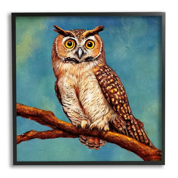 Detailed Owl Painting Nature Animals & Insects Painting Black Framed Art Print Wall Art