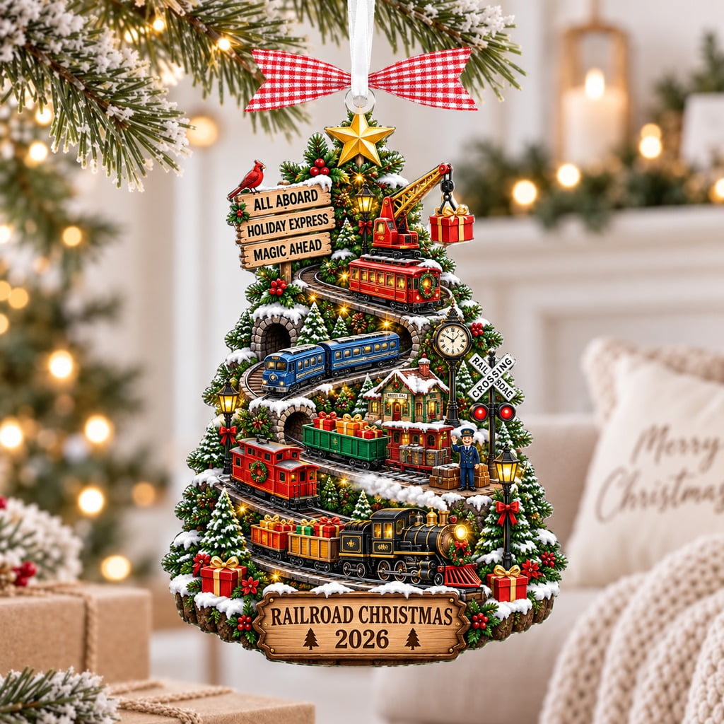 Detailed Railroad Christmas 2026 Tree Ornament Train Scene - Walmart.com
